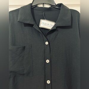 Tee For The Soul Button Down w/Collar Black Romper.    New With Tags